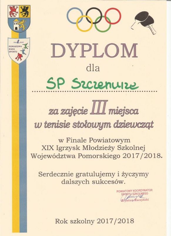 Grafika #0: Powiatowe Igrzyska Młodzieży w tenisie stołowym. Maria i Ola na podium