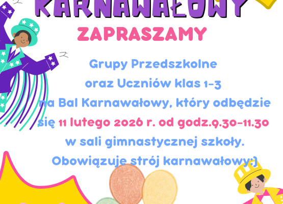 Zaproszenie na Bal Karnawałowy grafika